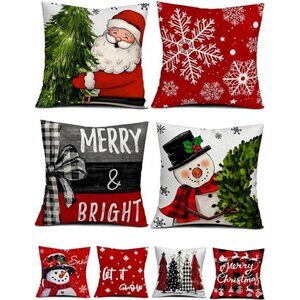 Christmas Decorations Set of 4Double-Sided Print Christmas Pillow Covers 18"x18"